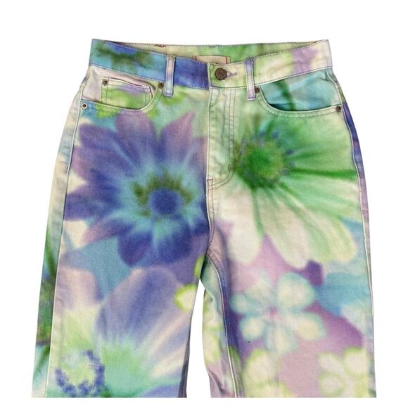 URBAN OUTFITTERS BDG Cowboy Pastel Watercolor Floral High Waist Jeans Sz 26 MINT - Picture 5 of 9